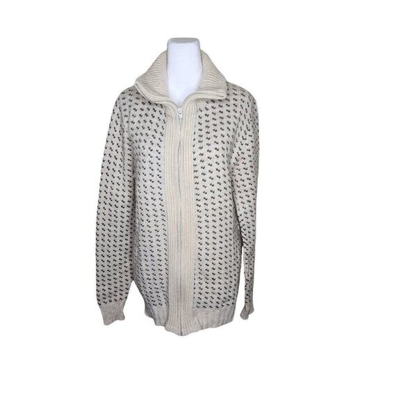 Vintage London Fog Zip Up Cardigan Sweater Mens M Beige Grandpa - Picture 1 of 7